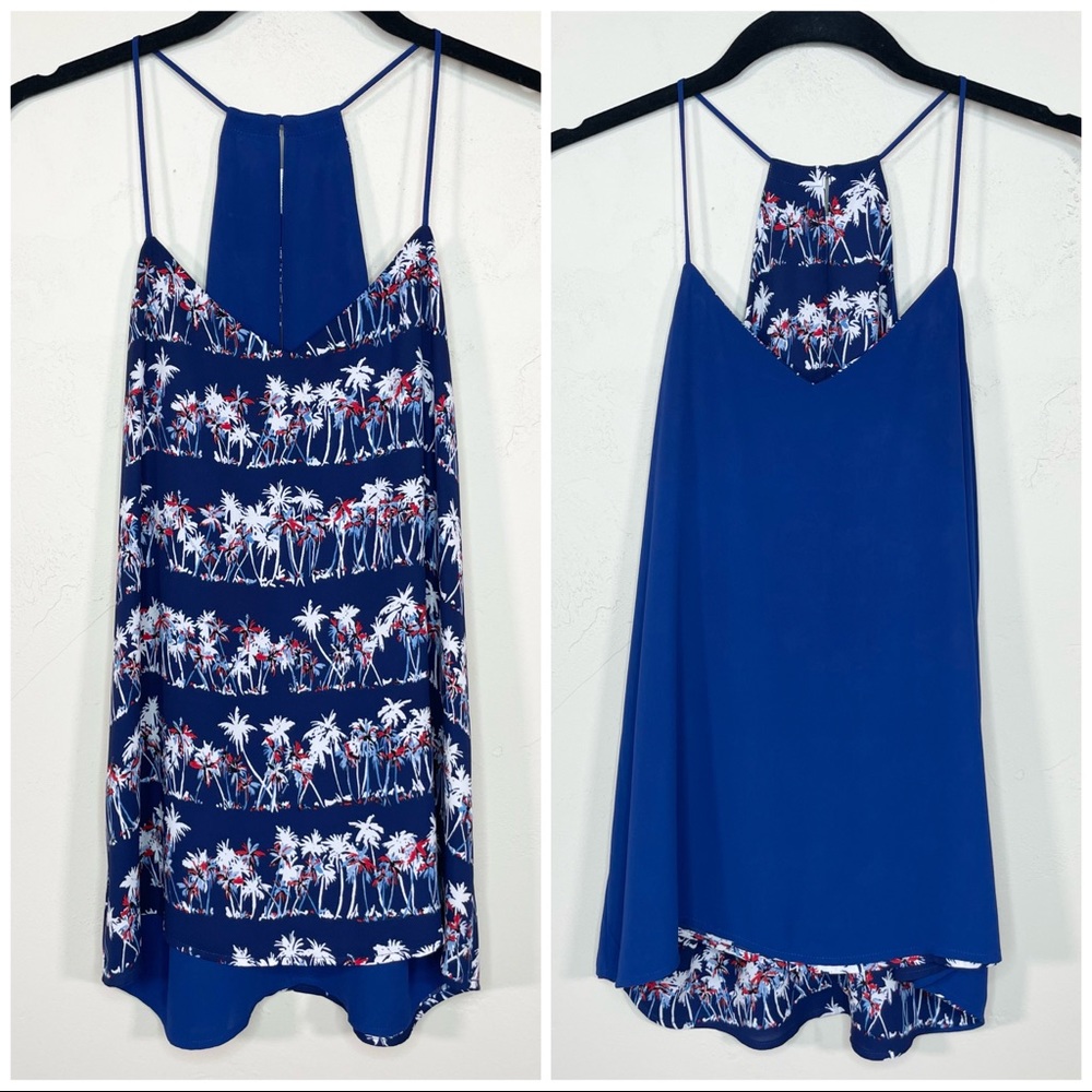 Express Blue Palm Tree Tank Top
